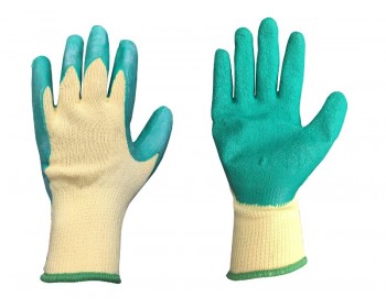 Large, Green Latex Coated Work Gloves